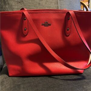 Coach tote hand-bag. True red